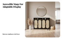 Rattan Door Credenza Modern Design Woven Door Credenza Versatile Use Breathable Doors for Homeowners, New Movers, Dining Room
