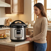 Stainless Steel Electric Pressure Cooker Digital Pressure Cooker with Removable Pot Programmable Multicooker Single-Touch for Home Cooks, Families, Kitchen, Countertop
