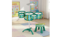 Children's Drum Set with cymbals Musical Drum Toy Set with Stool Interactive Instrument for Preschoolers