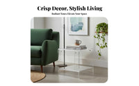 2-Tier Clear Table Minimalist Aesthetic Nightstand Space-Saving for Office