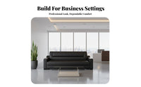Genuine Leather Wood Frame Sofa and Table collection New Chinese design Reception Seating Minimalist Design Commercial Furniture Plush Cushioning for Visitors, Corporate Buyers, Office Managers, Guest Waiting Room, Lobby