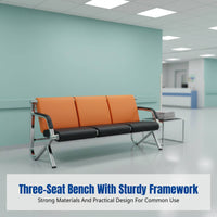 Waiting Chair for Public Spaces, Row Seating Bench, Airport Hospital Clinic, Metal Frame, Modern Design