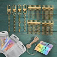 60 Pieces Gold-Tone Keychain Charm Natural Twine Crab Clasp Connector