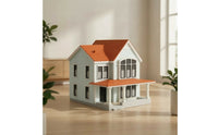 Two-Story House Model Hobby Grade 1:64 Miniature House Assembled Diorama Building for Hobbyists