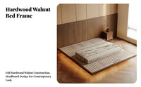 Headboardcomplimentary Headboardless levitating Bed Base Vintage Inspired sleeklow-rise Slatted Bed Frame Space-Saving Bedroom Furniture Minimalist and design for Minimalists, Apartment Dwellers, Design aficionados, studio apartment, Guest Room