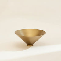 Metal Bowl with Conical Base Antique Gold Decorative Bowl with Metal Base Vessel Matte Vintage-Inspired for Tabletop, Entryway