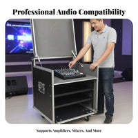 Wheeled Rackmount Transport Case Top-Loading Entry Wheeled Vibration-Damplifierening Mount Rack RobustDuty Secure Latches