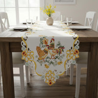 Easter Table Runner Embroidered Rooster Table Placemat Festive Dining Table Decoration Rustic Charm Table Mat for Home Kitchen Party