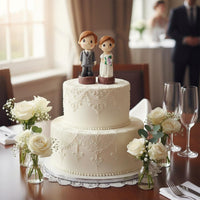 2 Pieces Wedding Cake Topper Couple Romantic Keepsake Bride Groom Statue Set