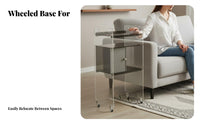 Movable with casters C-Shaped Rolling Table Minimalist aesthetic eveningstand Transparent Design Bedside Cabinet adaptable for Apartment Dwellers, Homeowners, Home Workers, Living Room, Bedroom, Small Spaces, Balcony