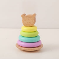 Pastel Stacker Toy with Bear Topper Early Learning Stacking Stacker with Bear Topper Educational Educational Stacking Toy Non for Babies, Daycare