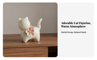 Cute Design Ceramic Cat Statue Light Luxury Design Porcelain Kitten Figurine Excellent Workmanship for Children, Living Room, Shelf