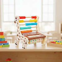 Wooden Abacus with Blocks Tabletop Educational Abacus Hands-on Counting Frame for Young Children, Classroom, Homeschool