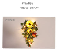 人造向日葵南瓜绿叶装饰倒挂树感恩节泪珠花环丰收节节日装饰门挂