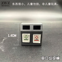 ZWZ Creator 1/64 Scale Hand-Painted Trash Can for Urban Scenes DIY Sand Table Model Accessory