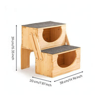 Pet Stair with Side Panels Solid Wood Furniture Space-Saving for Indoor, Cats