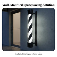 Illuminated Haircut Pole Rainproof Haircut Pole Lamp Rotating Striped Lamp Waterproof Business Signage Energy Saving for Outdoor