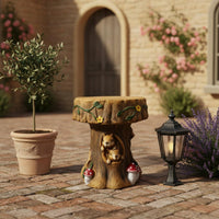 Animal Themed Stool Weathered Look Squirrel Carved Stool Hand Painted Outdoor Decor for Courtyard, Park