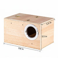 Chew Resistant Bird Box and Nest Boxes, Wood Horizontal Parakeet Breeding Case with Shavings, Hinged Door for Simple Maintenance