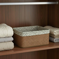 Woven Laundry Basket Rustic Design Rectangular Hamper Carrying Handles