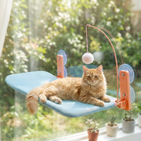 Window Cat Bed with Strong Suction Cup Frame, Rope Net Cat Hammock, Indoor Viewing Station and Perch for Large Cats