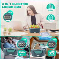 Multifunctional Car Electric Heating Lunch Box Large Capacity 12V/24V Plug-in Keep Warm UK Plug