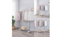 Adjustable Clothes Drying Rack with Shelf Expandable Rolling Clothes Rack Easy to Assemble Furniture Space-Saving for Renters, Students, Laundry Room, Bedroom, Balcony, Apartment