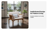 New Chinese aesthetic Modern Oriental Single Sofa durable Wood Frame Armchair Minimalist Aesthetic Lounge Chair Padded Seat and rear for Office Professionals, Design aficionados, Living Room, Small Spaces, Reception Area, study niche