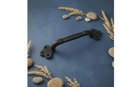 Cast Iron Pull Handle Long Rustic Cabinet Pull Three-Hole Mounting Plates