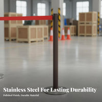 Retractable Belt Stanchion Weighted Base Stainless Steel Queue Post Sturdy Construction Stainless Steel Stanchion Post for Airports, Lobbies, Theaters