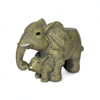 Resin Elephant Planter Carved Detail Outdoor Ornament White Tusks for Patio