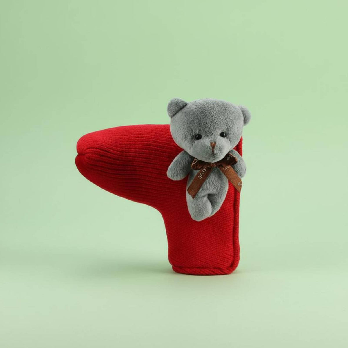 Cuddly Toy Putter Cover Closure Knitted L-Shaped Headcover Soft Cushioned Material Lining Adorable Golf Headcover Protector for Women, Junior Golfers
