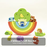 Rainbow Stacking Blocks Educational Rainbow Wooden Blocks Wooden Building Block Toy MDF Safe for Children