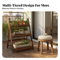 Multi-Tier Folding Planter Shelf Weather-Resistant blossom Rack for Corner Space