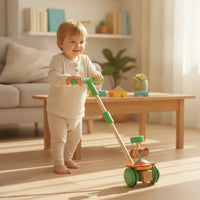 Freestanding Push Stroller Educational Wooden Stroller Sturdy Walking Toy Safe for Babies, Nursery