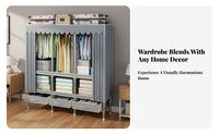 Reinforced Steel Frame Textile Wardrobe with Drawers Sturdy and Long-Lasting Textile Drawer Single-Unit Stable Structure Portable Closet Easy to Assemble for Students, Homeowners, Dorm Room, Apartment, Entryway, Playroom