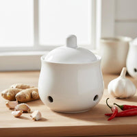 Ceramic Garlic Keeper Breathable Design Ventilated Garlic Keeper Easy to Clean Kitchen Accessory for Countertop