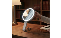 3-Color Light LED Makeup Mirror Adjustable Brightness Double-Sided Lighted Mirror Dimmable Beauty Tool Foldable for Dressing Table, Bedroom, Travel