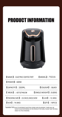 Electric Turkish Coffee Maker 3-5 Cups