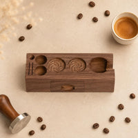 Portafilter Stand ABS Tamper Station Walnut Wood Look for Home Cafe