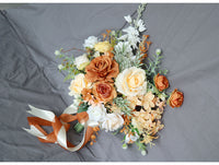 European Romantic Orange Bridal Bouquet for Wedding Photography Artificial Flowers Photo Prop Home Living Room Decor