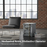 Lockable Metal Nightstand Industrial Design Bedside Table Sturdy Construction