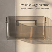 Bathroom Shelf Storage Wall Mounted Organizer, Cosmetics Box Transparent, No Drill Installation for Makeup Holder