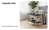 2-Tier End Table Sintered Stone Top levelTier Side Table Space-Saving Size Sturdy Construction for Apartment Dwellers