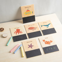 Wooden Mini Doodle Blackboard with Chalk and Creative Spelling Cards for Kids - Vegetable and Animal Cognition Toy