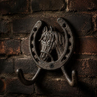 Horse Head Horseshoe Hook Textured Home Organizer Decorative