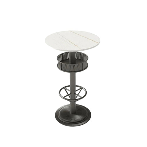 Utilitarian Bar Table and Stool Combo Wrought Iron Frame Pub Furniture Space-Saving Easy to Clean for Adults, Bistro