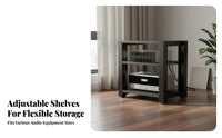 2 Pieces Steel AV Shelf Multi-tier Amplifier Stand Adjustable Shelves Heavy Duty Cabinet Suitable for Audiophiles Living Room Entertainment Space