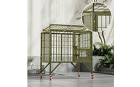 Elevated Heavy Duty Dog Crate Welded Dog Cage with Wheels Weatherproof Mobile for Outdoor