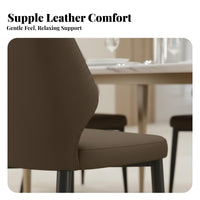 Faux Leather Side Chair Italian Design Upholstered Accent Chair Padding Ed Seat Ergonomic Backrest for Hotel, Kitchen